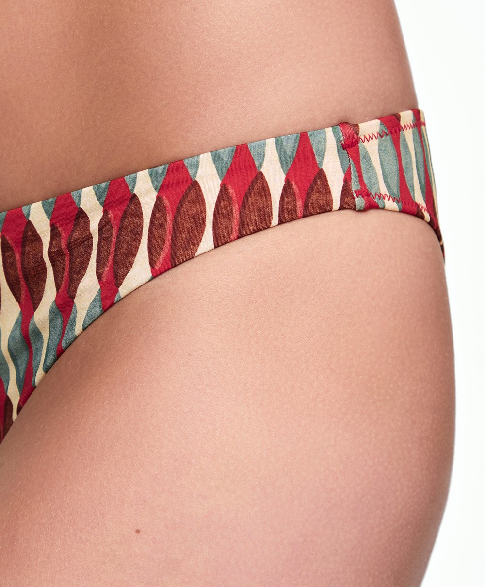 Terracotta Oysho Mid-rise Bikini Briefs | XQDN36785