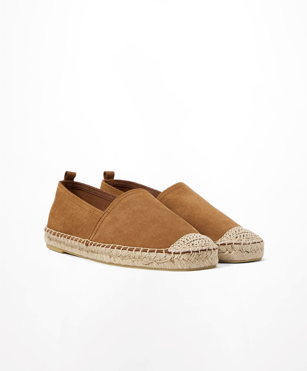 Toasted Brown Oysho Natural Leather Espadrilles | IGYF42571