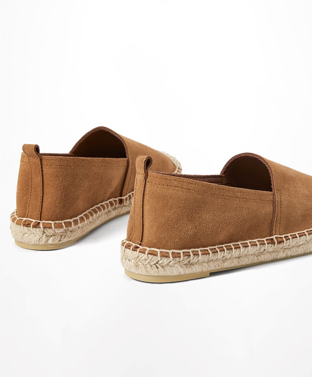 Toasted Brown Oysho Natural Leather Espadrilles | IGYF42571