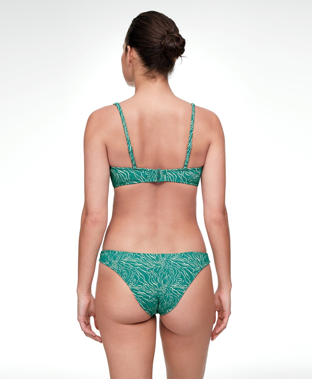 Turquoise Green Oysho Medium-coverage U-cut Jacquard Bikini Briefs | HKGQ08674