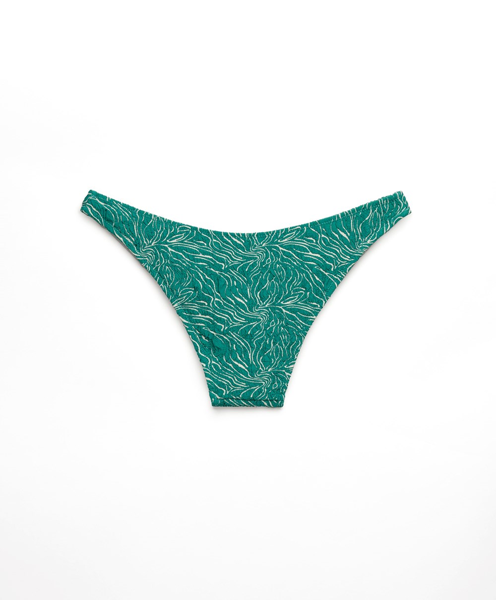 Turquoise Green Oysho Medium-coverage U-cut Jacquard Bikini Briefs | HKGQ08674