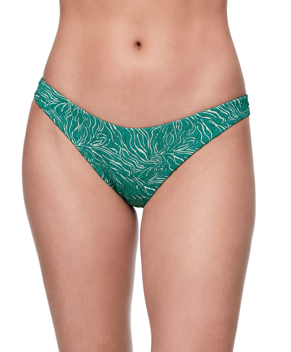 Turquoise Green Oysho Medium-coverage U-cut Jacquard Bikini Briefs | HKGQ08674