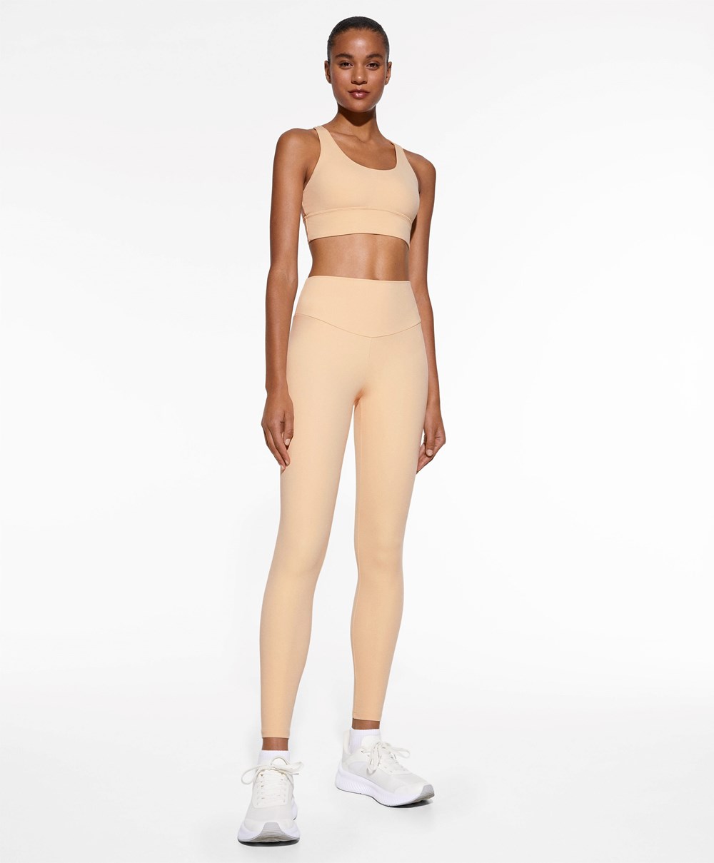 Vanilla Oysho Comfortlux High-rise Ankle-length Leggings | IRLO31695