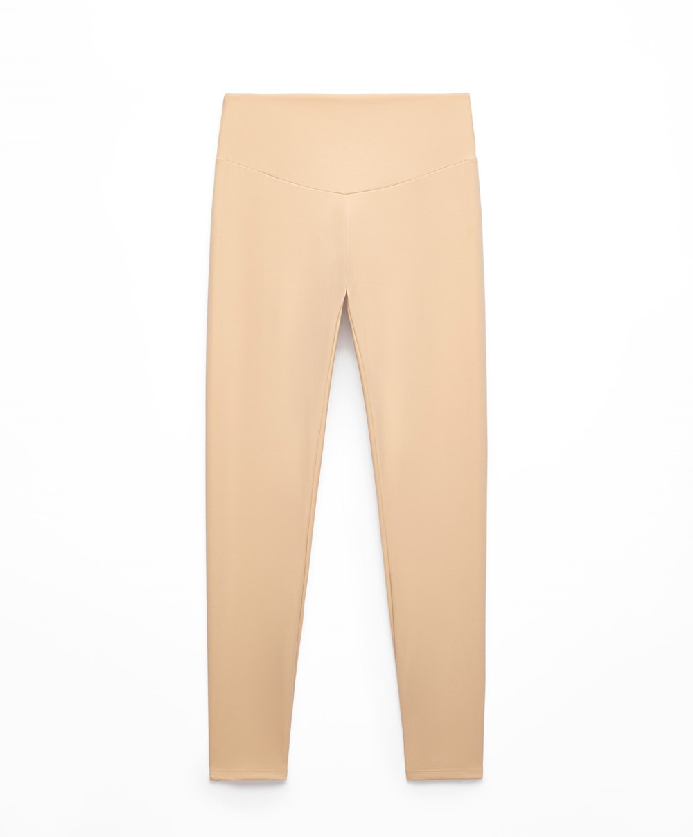 Vanilla Oysho Comfortlux High-rise Ankle-length Leggings | IRLO31695