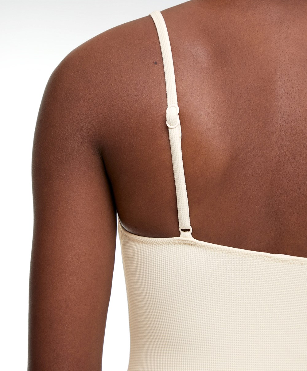 Vanilla Oysho Piqué V-neck Swimsuit | VTAW41870