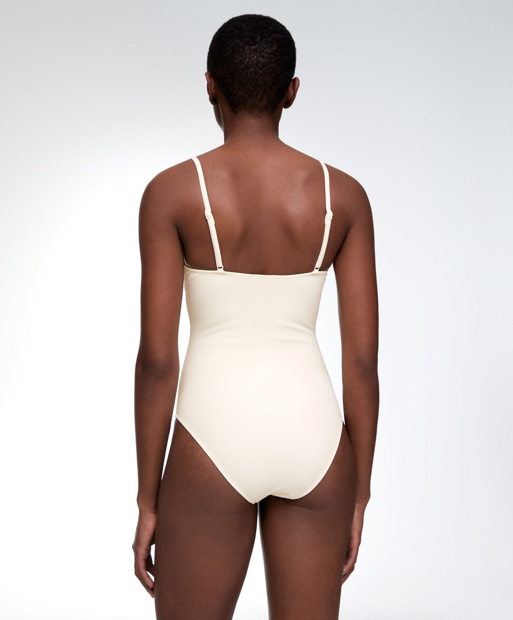 Vanilla Oysho Piqué V-neck Swimsuit | VTAW41870