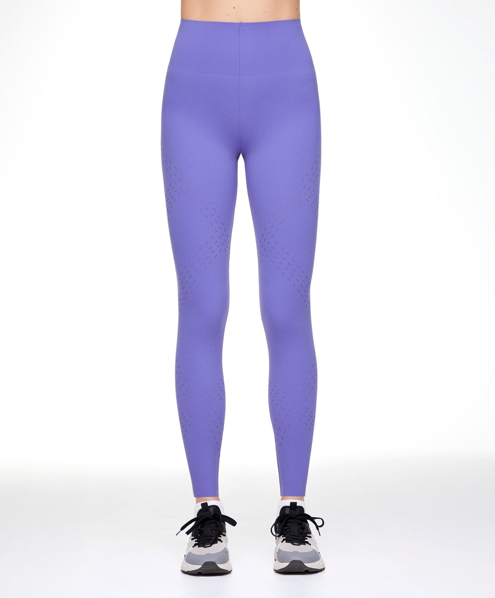 Violet Oysho Microperforated 65cm Compressive Leggings | CPTD95672