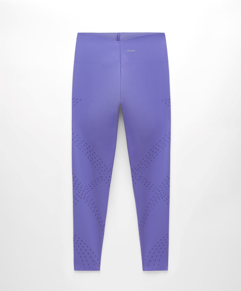 Violet Oysho Microperforated 65cm Compressive Leggings | CPTD95672