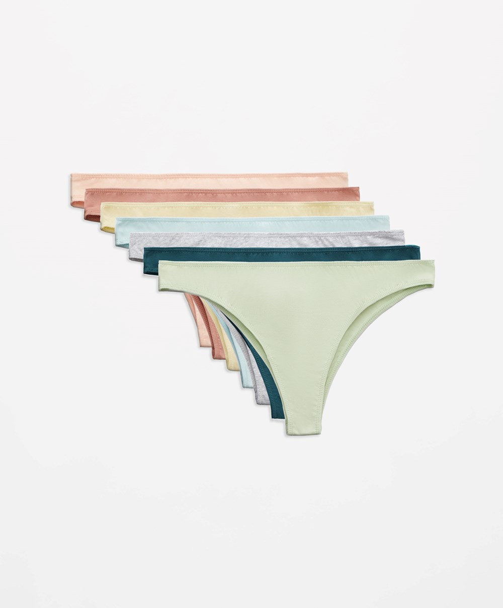 Washed Lime Oysho 7 Cotton Brazilian Briefs | GLMF54236