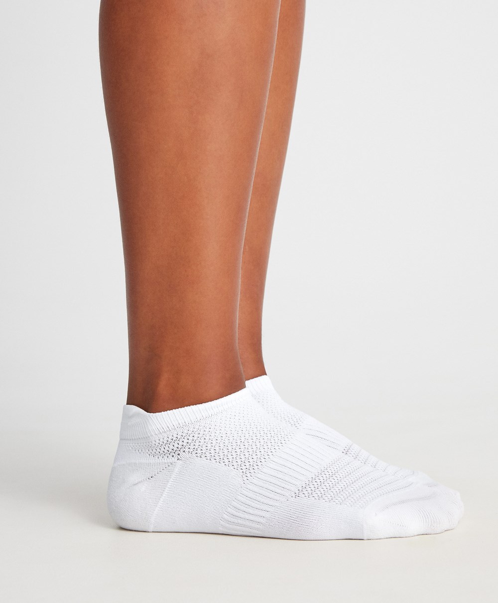 White Oysho 3 Pairs Of Polyamide Sports Sneaker Socks | QFJI93628