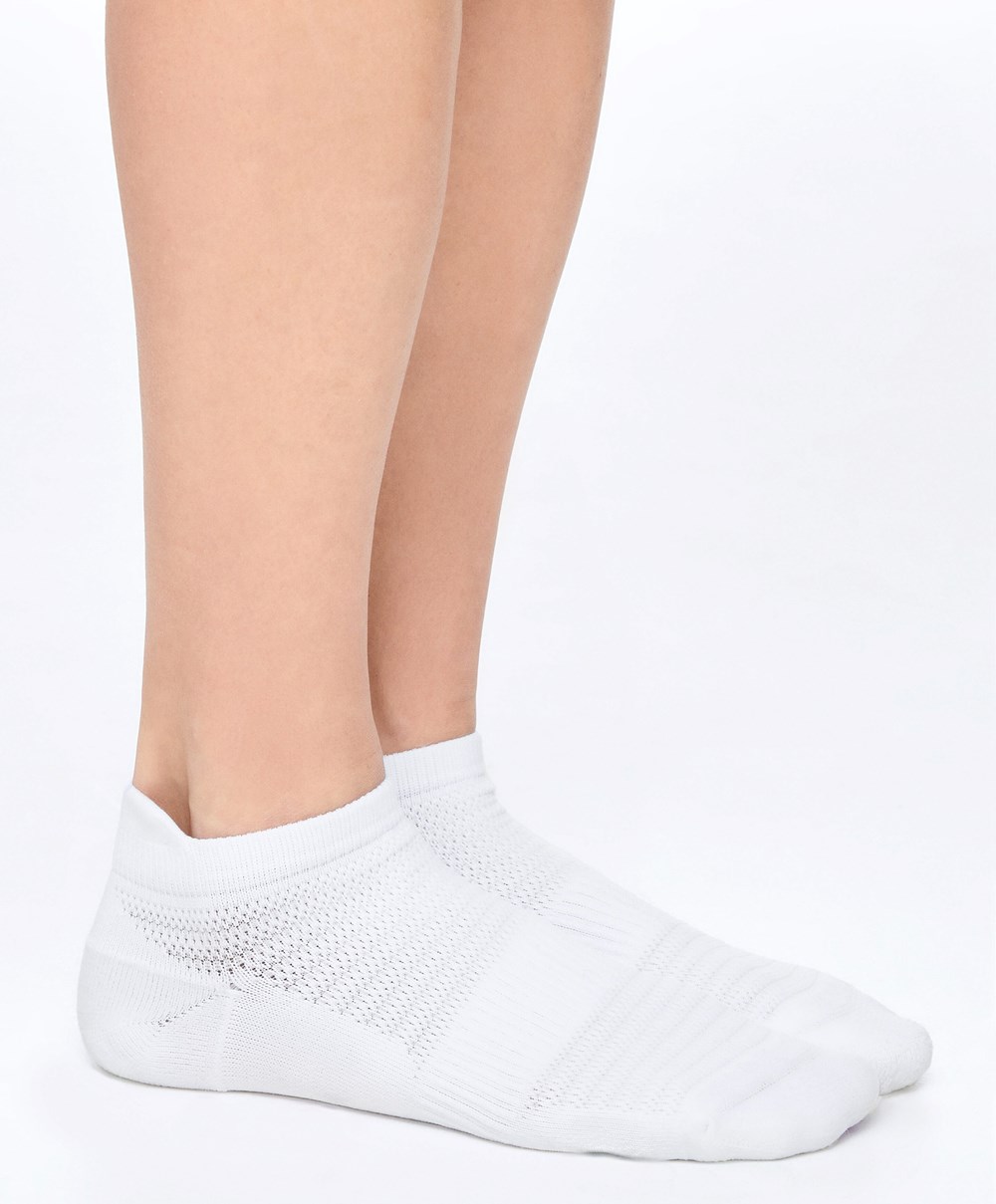 White Oysho 3 Pairs Of Polyamide Sports Sneaker Socks | QFJI93628