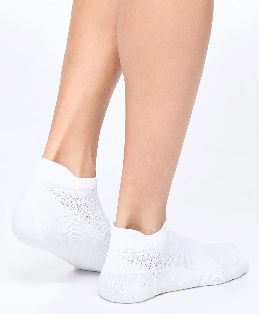 White Oysho 3 Pairs Of Polyamide Sports Sneaker Socks | QFJI93628