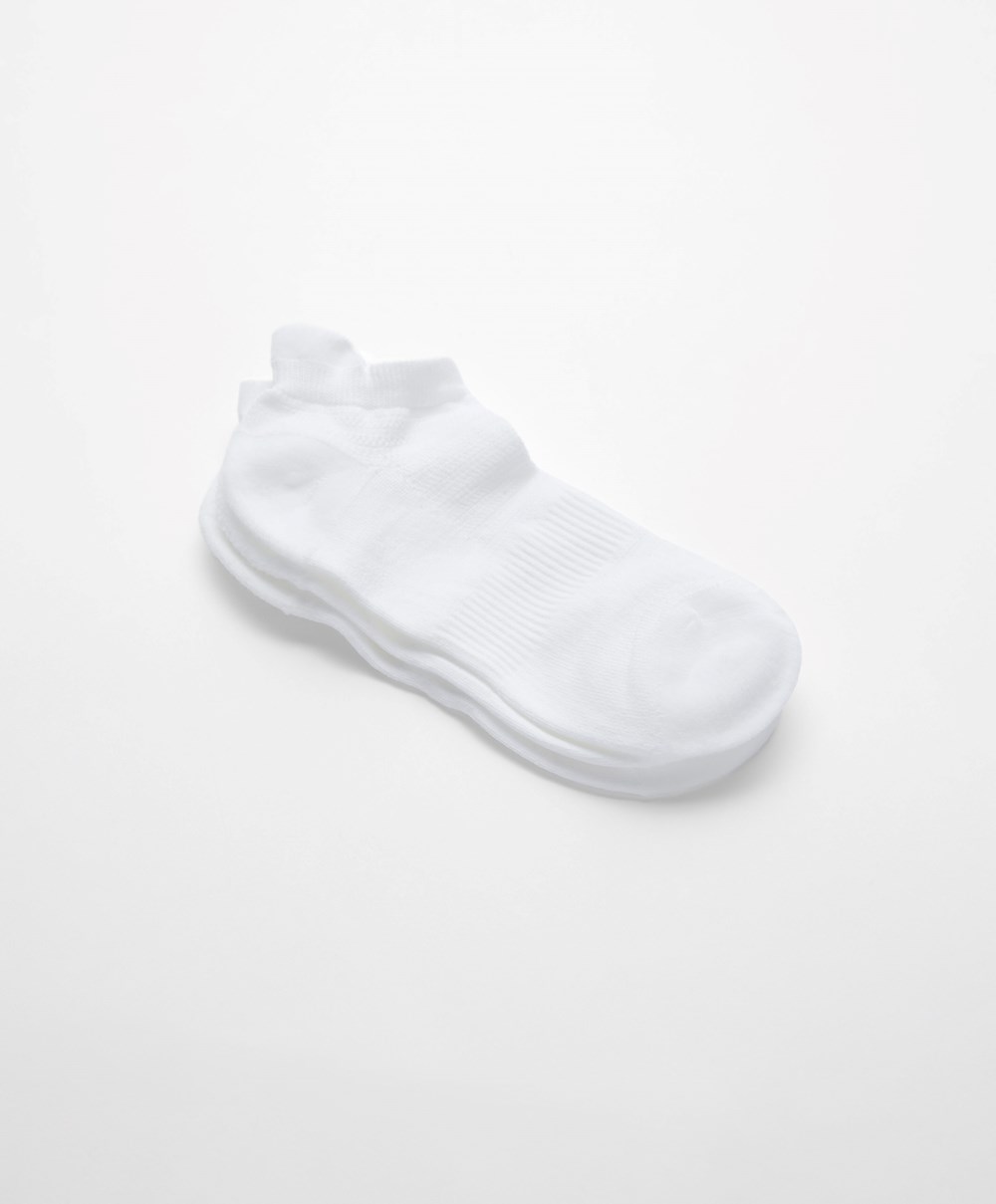 White Oysho 3 Pairs Of Polyamide Sports Sneaker Socks | QFJI93628