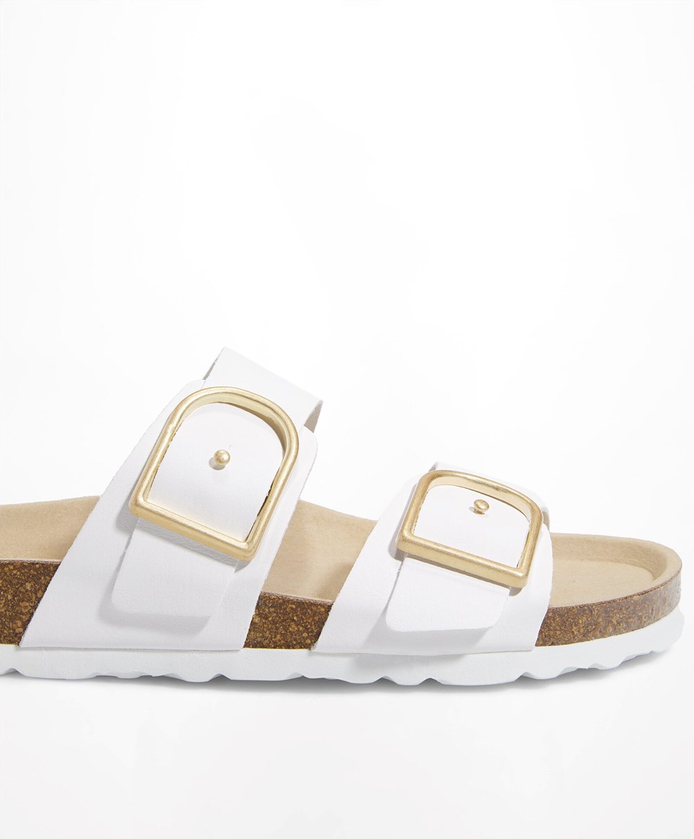 White Oysho Buckle Sandals | DJCG89145