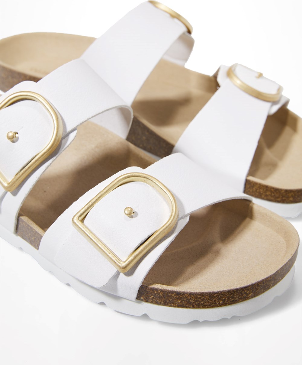 White Oysho Buckle Sandals | PTWF65807