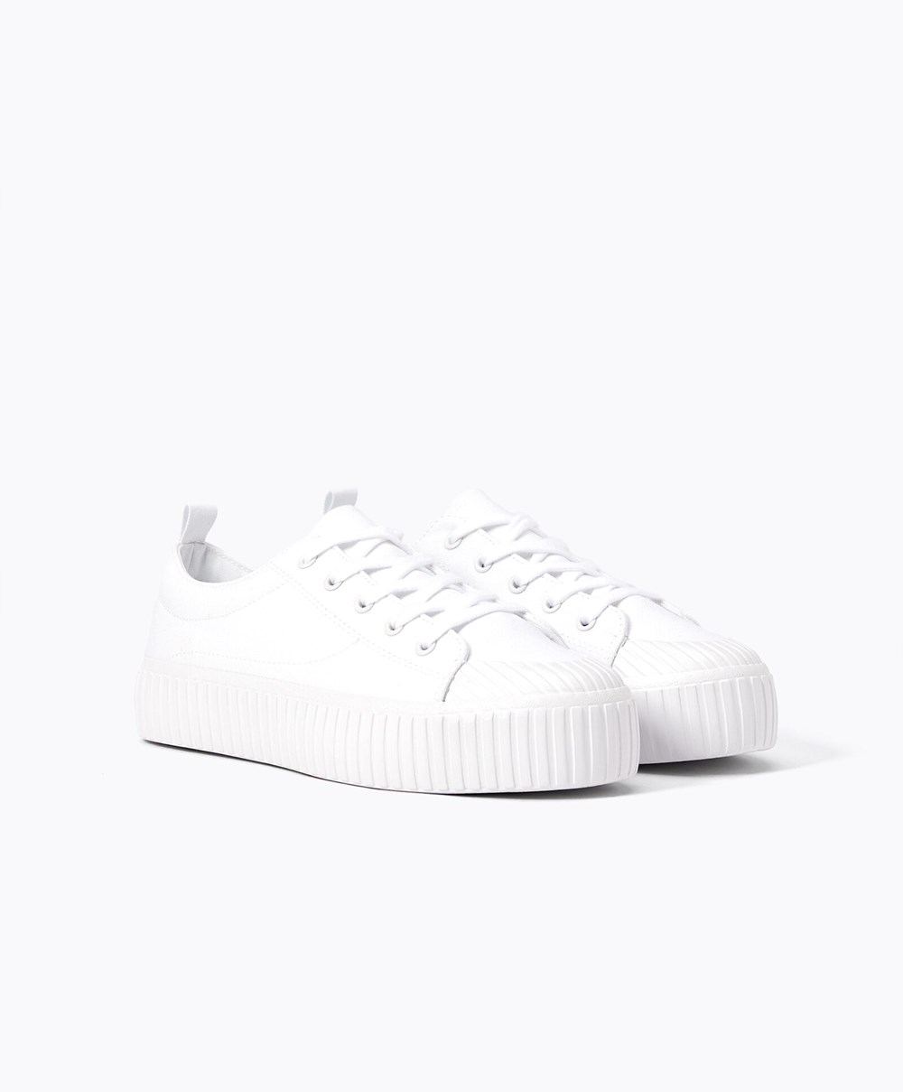 White Oysho Canvas Sneakers | TJDI08963