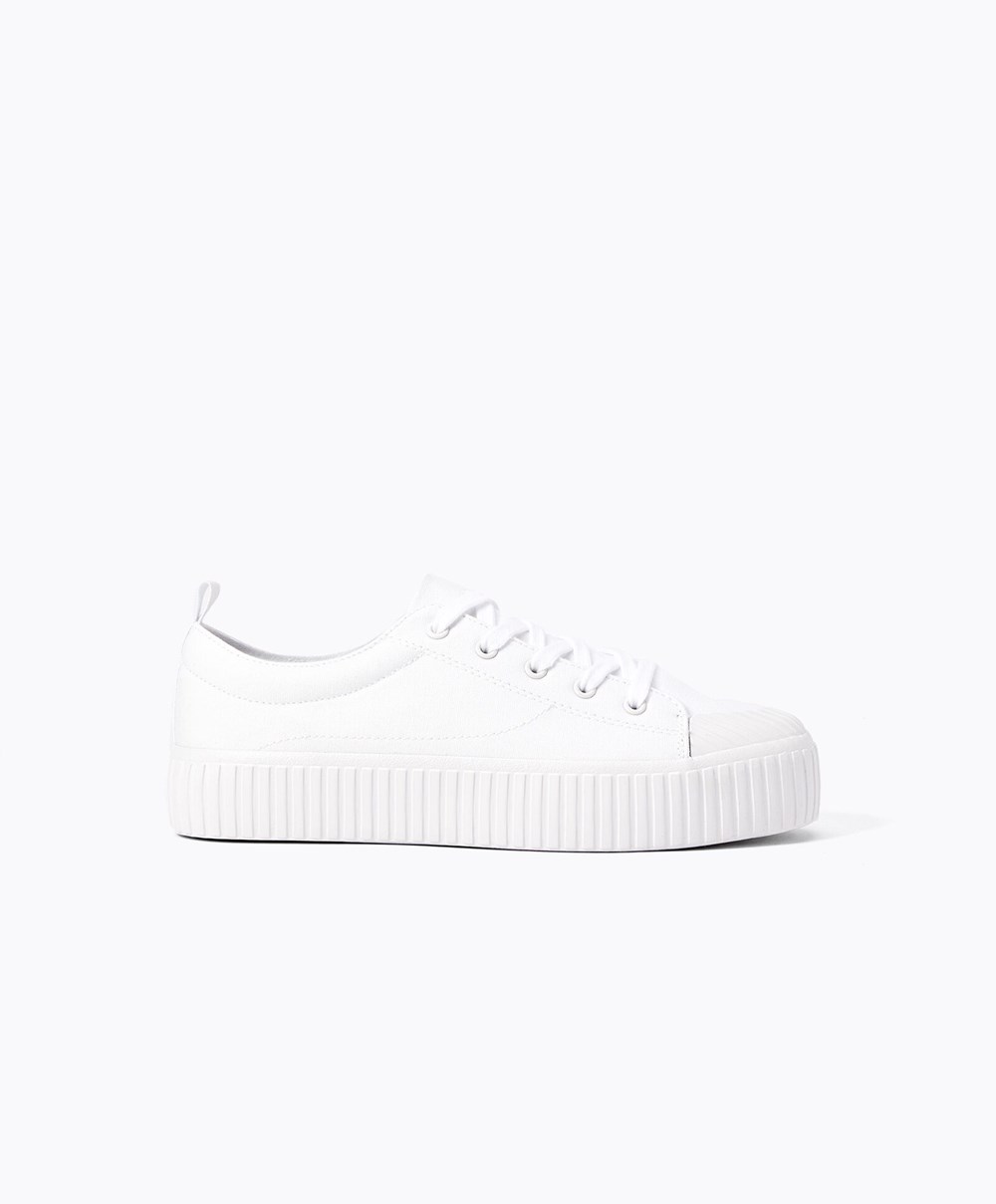 White Oysho Canvas Sneakers | TJDI08963