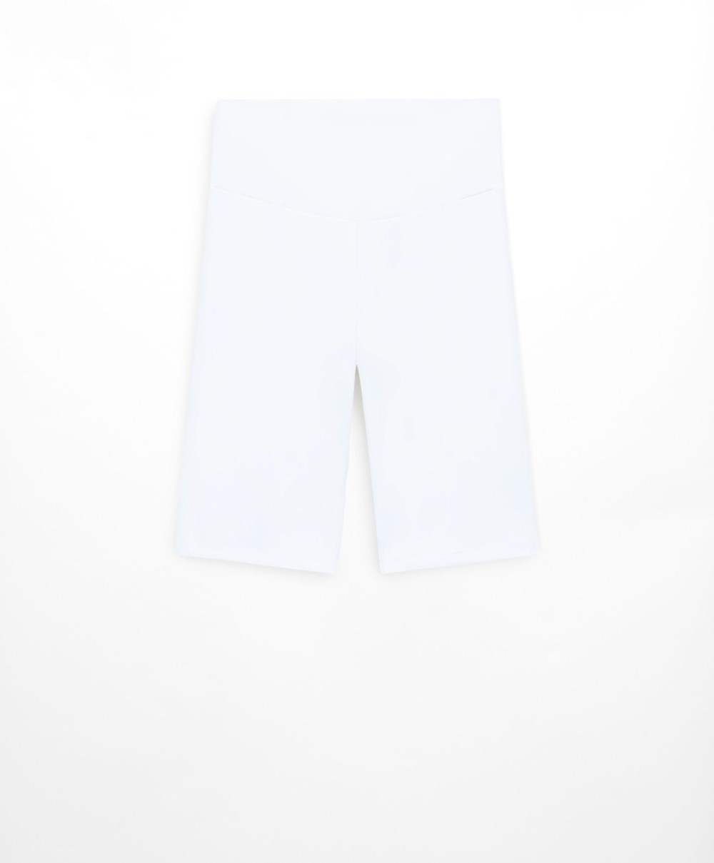 White Oysho Comfortlux High-rise 25cm Cycle Leggings | RODQ63478