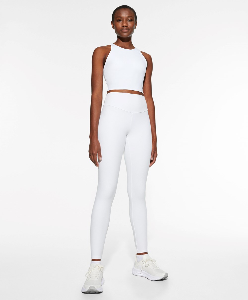 White Oysho Comfortlux Strap Tank Top | COKA69371