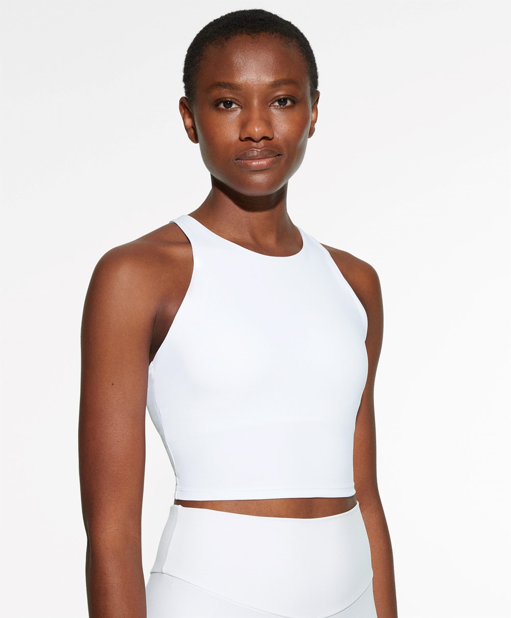 White Oysho Comfortlux Strap Tank Top | COKA69371