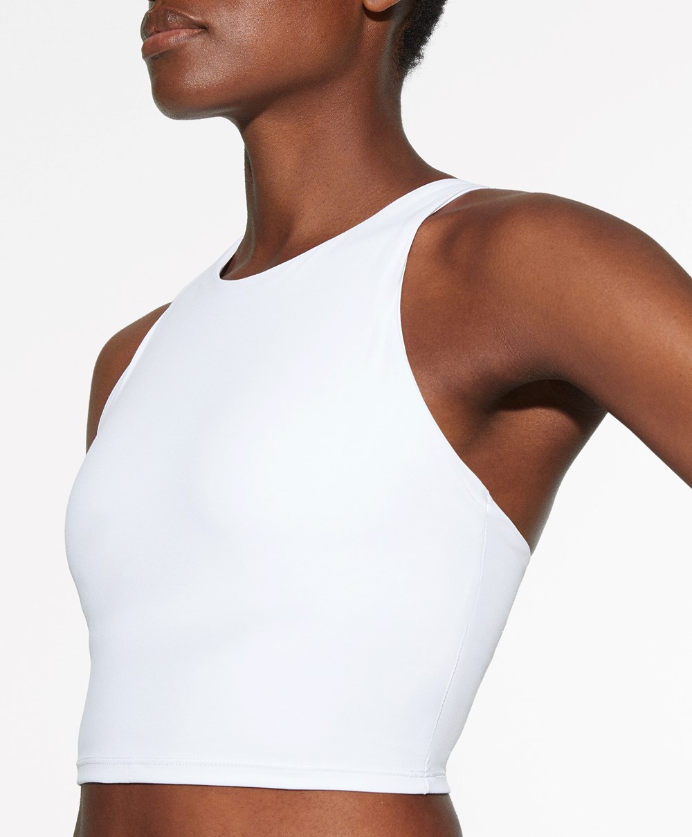 White Oysho Comfortlux Strap Tank Top | COKA69371