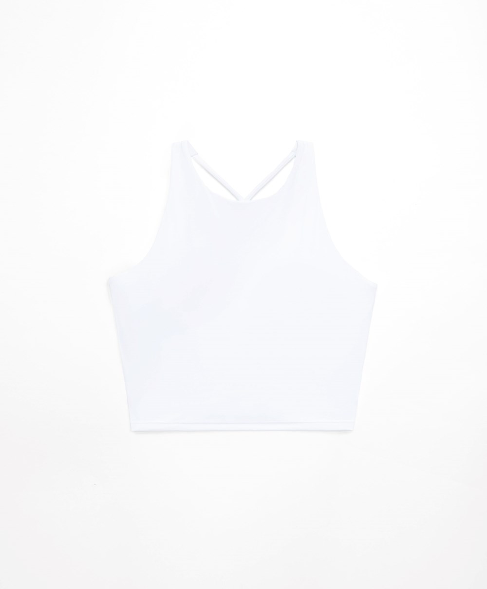 White Oysho Comfortlux Strap Tank Top | COKA69371