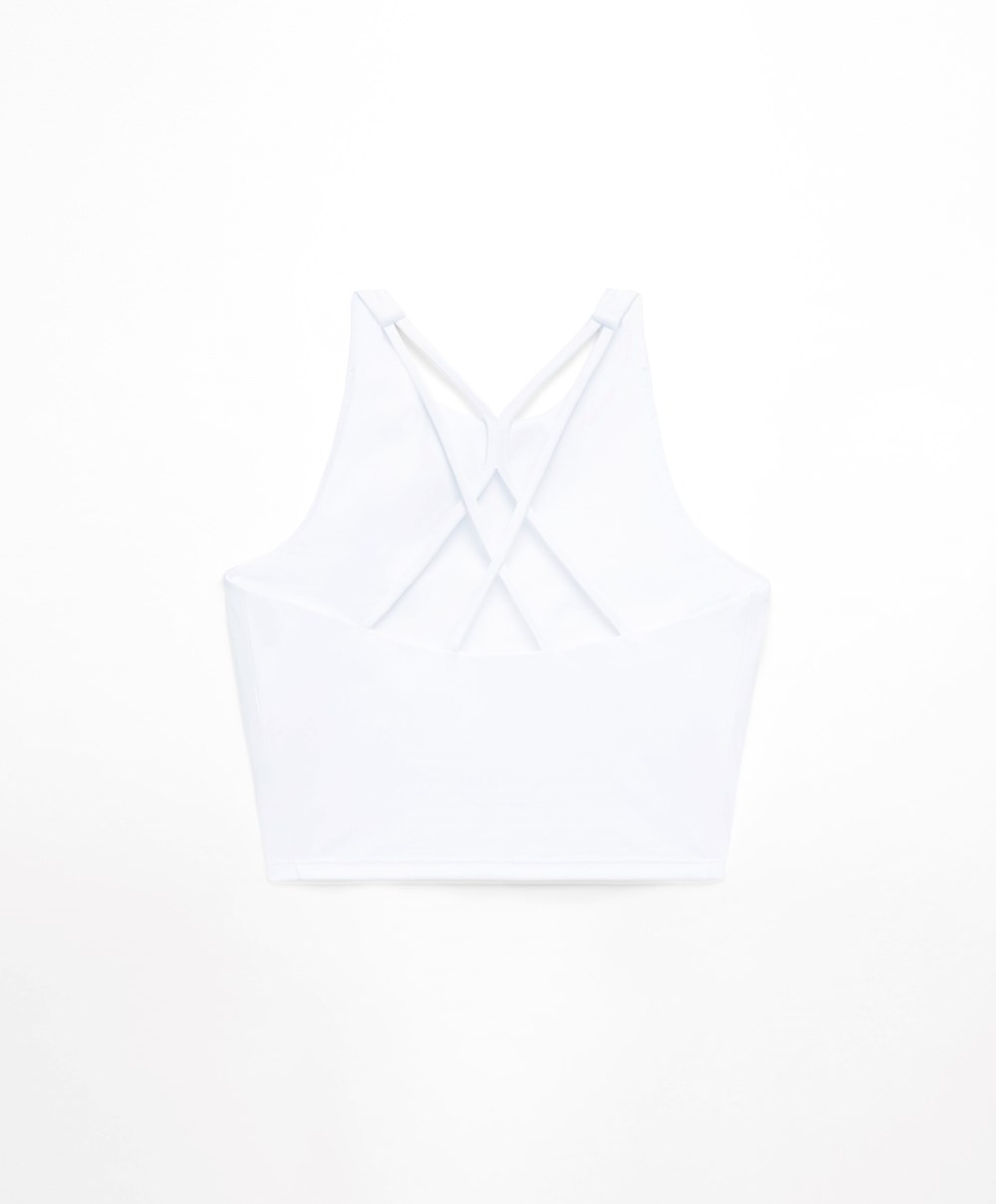 White Oysho Comfortlux Strap Tank Top | COKA69371