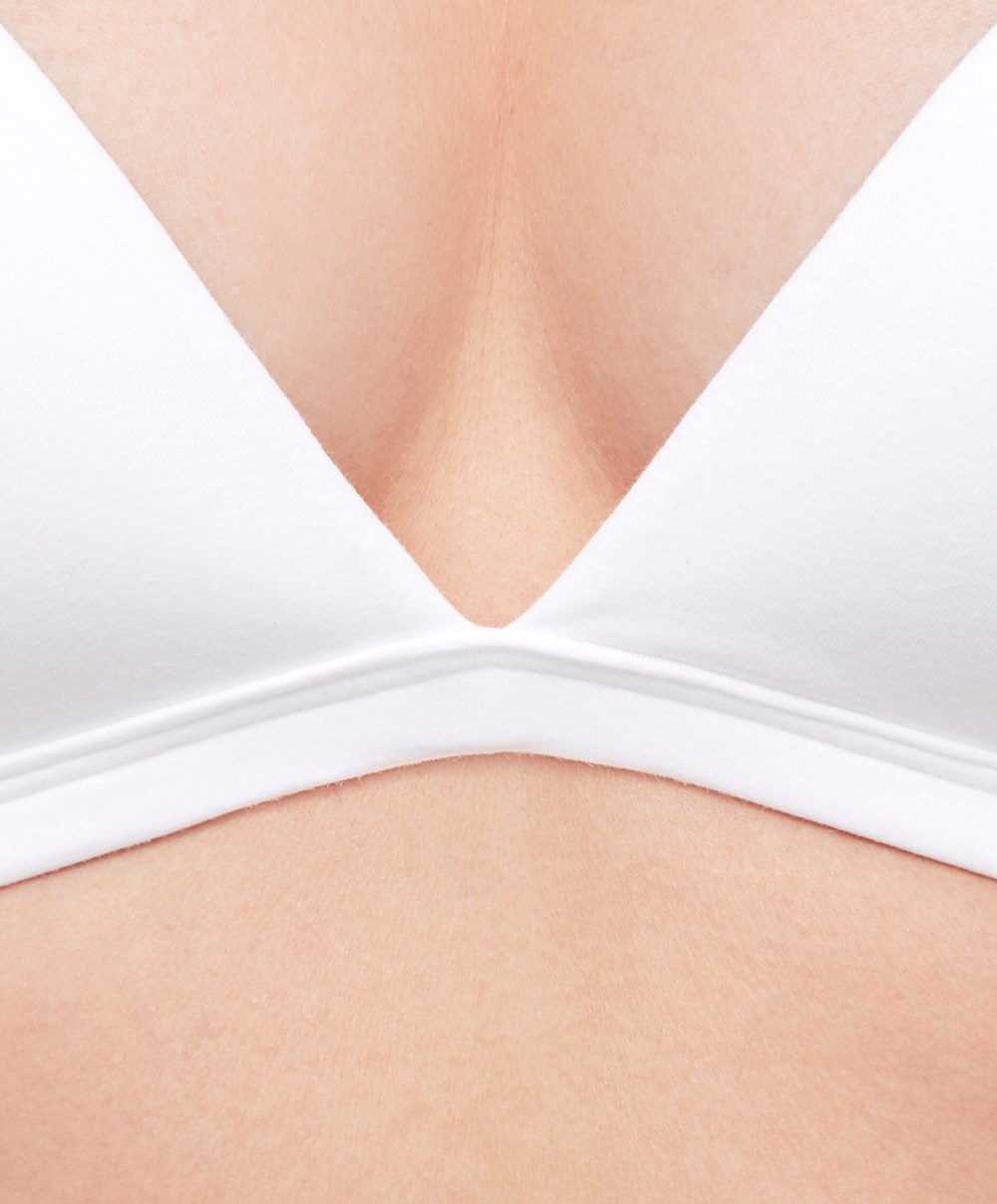 White Oysho Cotton Push-up Triangle Bra | GXYO54103