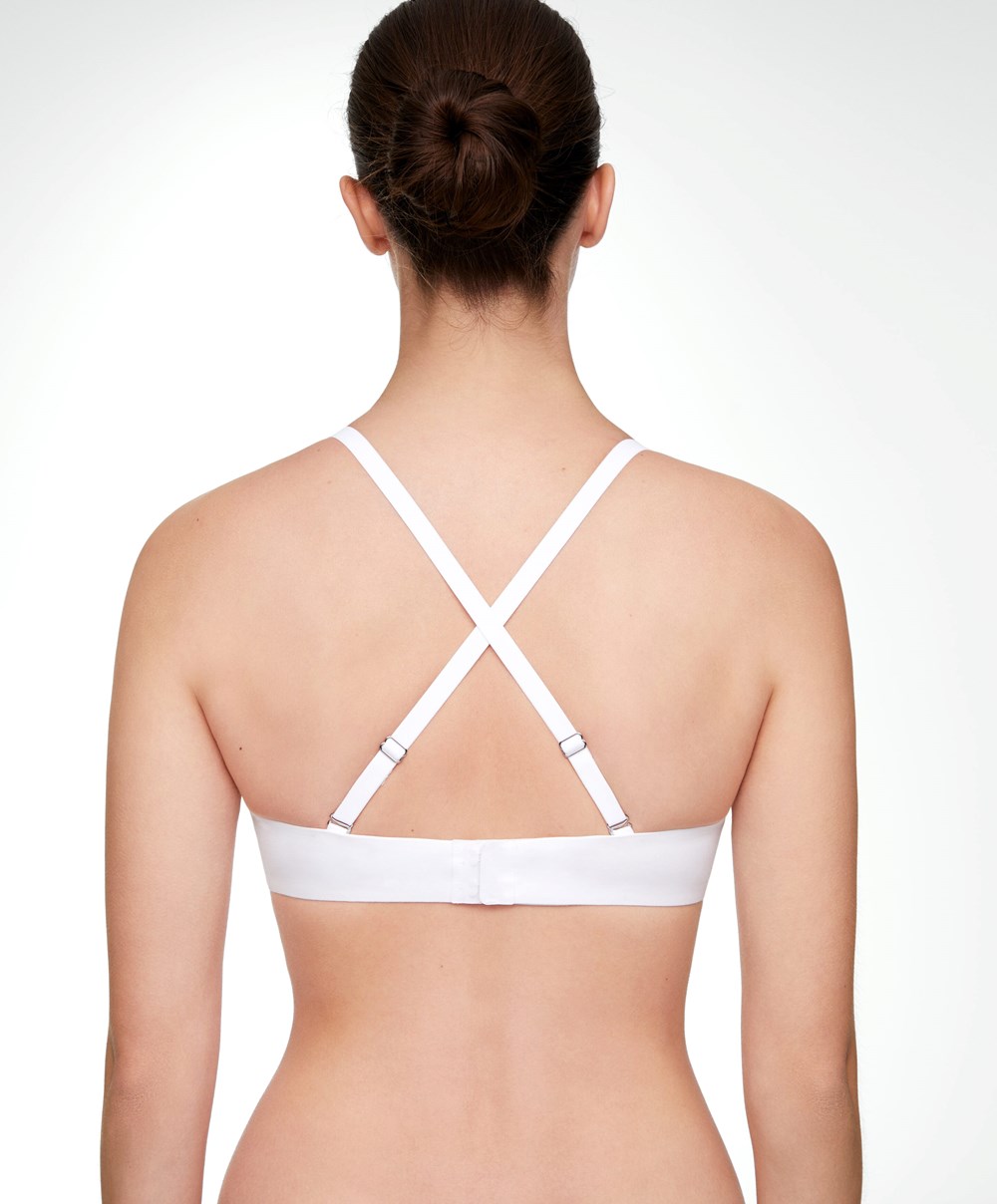 White Oysho Cotton Push-up Triangle Bra | GXYO54103