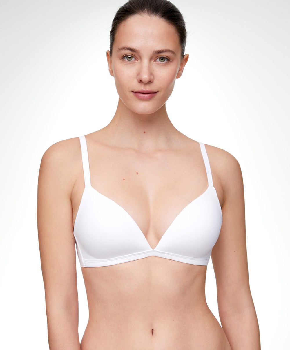 White Oysho Cotton Push-up Triangle Bra | GXYO54103