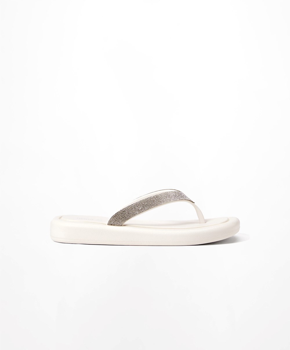 White Oysho Jewel Beach Sandals | ZJQA53860