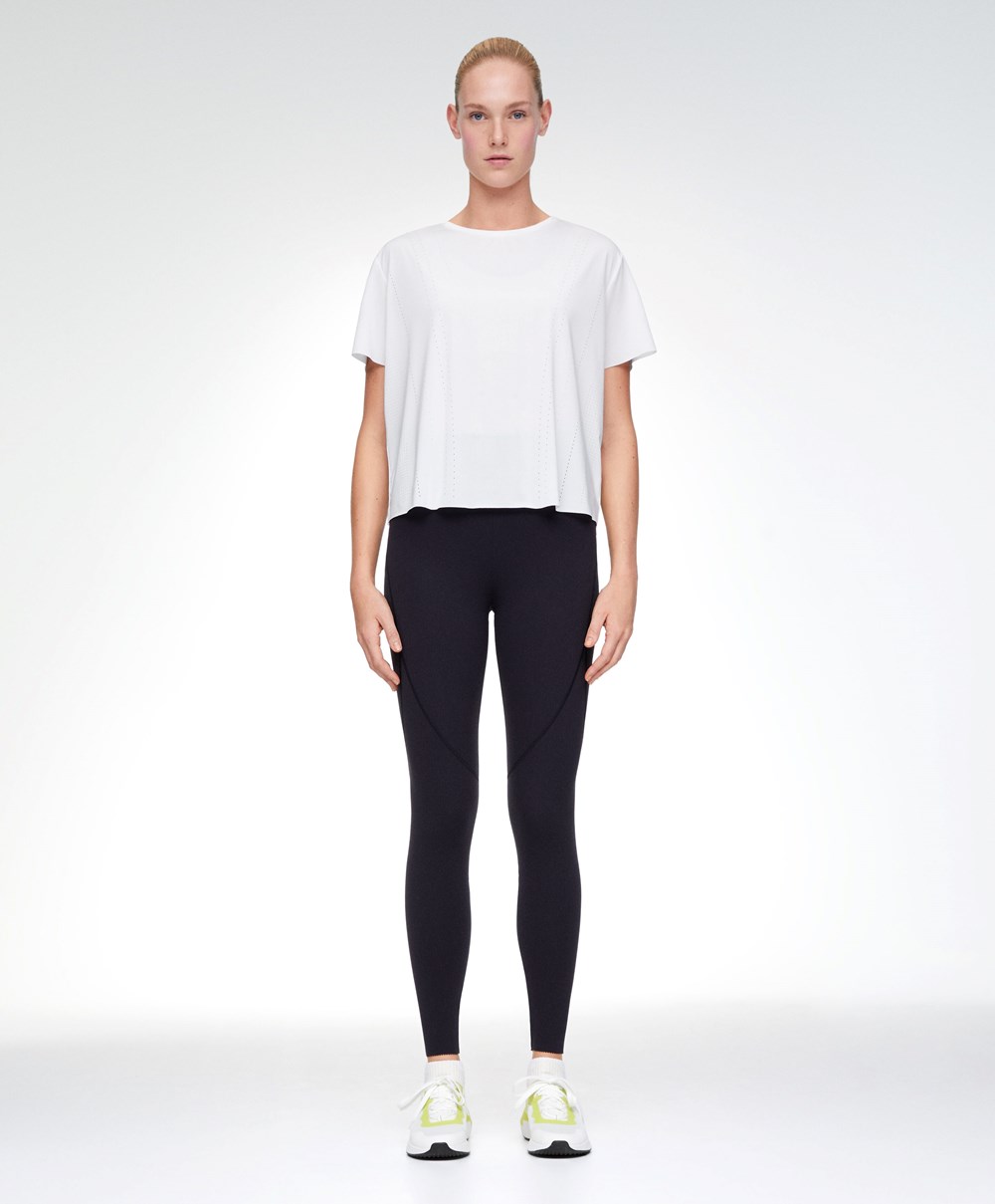 White Oysho Microperforated Short-sleeved Technical T-shirt | EGRJ39572