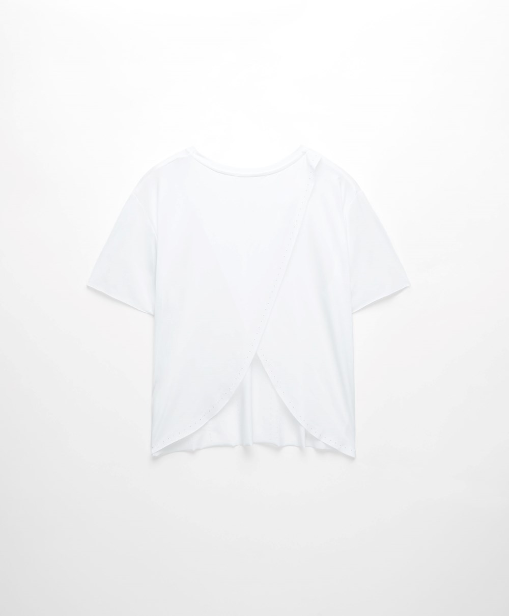 White Oysho Microperforated Short-sleeved Technical T-shirt | EGRJ39572