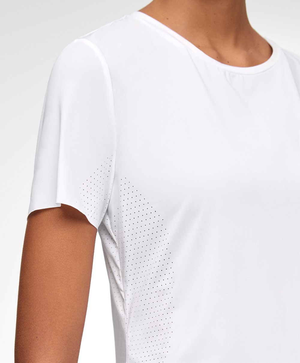 White Oysho Microperforated Short-sleeved Technical T-shirt | UXMQ01649