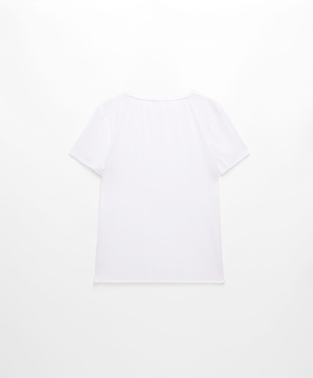 White Oysho Microperforated Short-sleeved Technical T-shirt | UXMQ01649