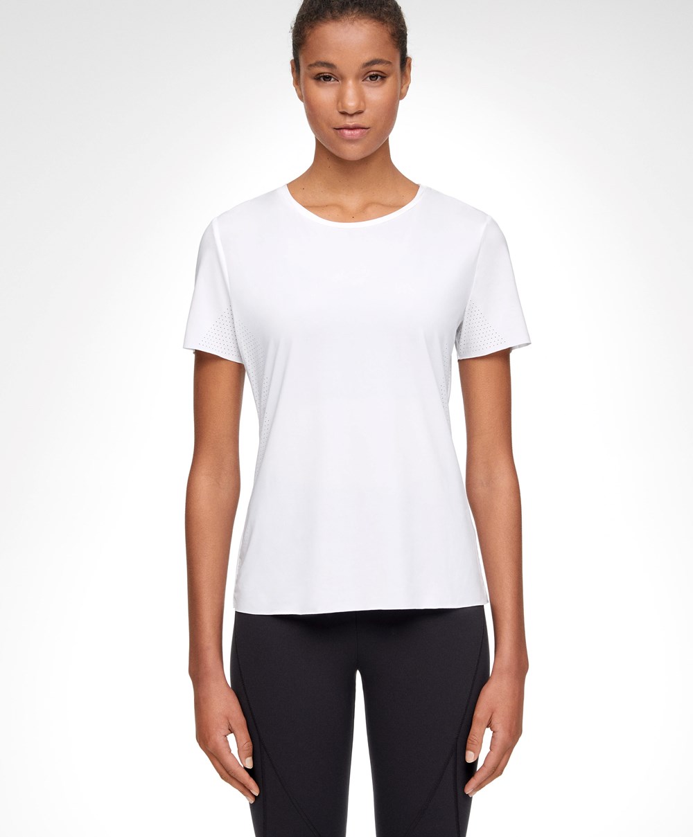 White Oysho Microperforated Short-sleeved Technical T-shirt | UXMQ01649