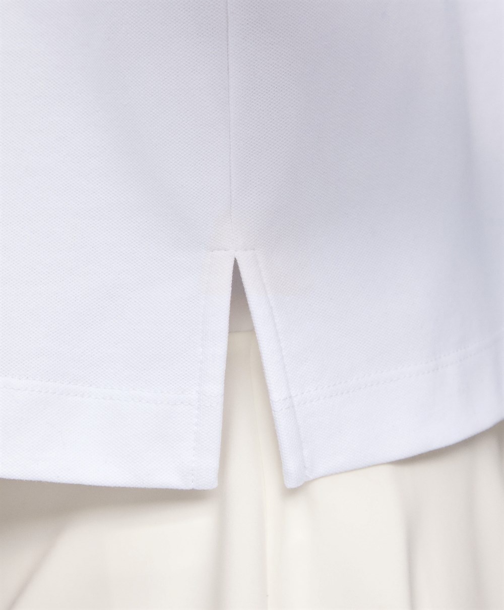 White Oysho Piqué Cotton Polo Shirt | JNCB01952