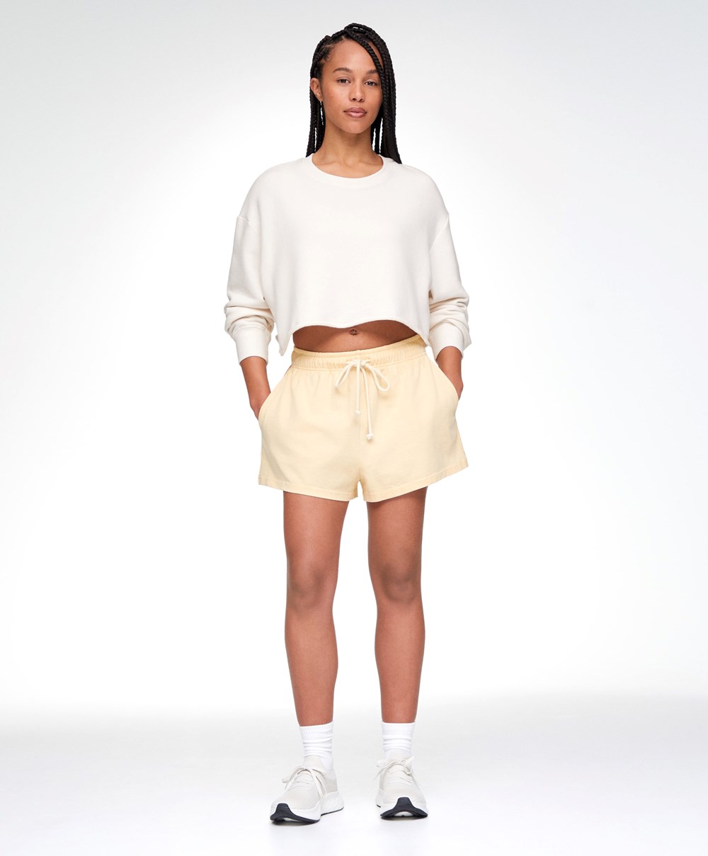 Yellow Oysho Washed 100% Cotton Shorts | KNOM71543