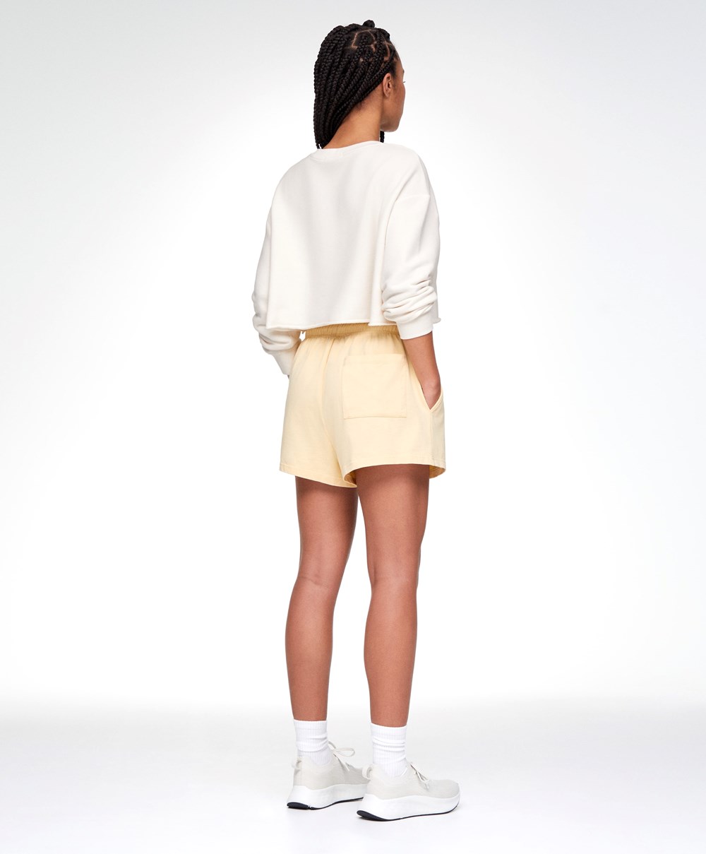 Yellow Oysho Washed 100% Cotton Shorts | KNOM71543