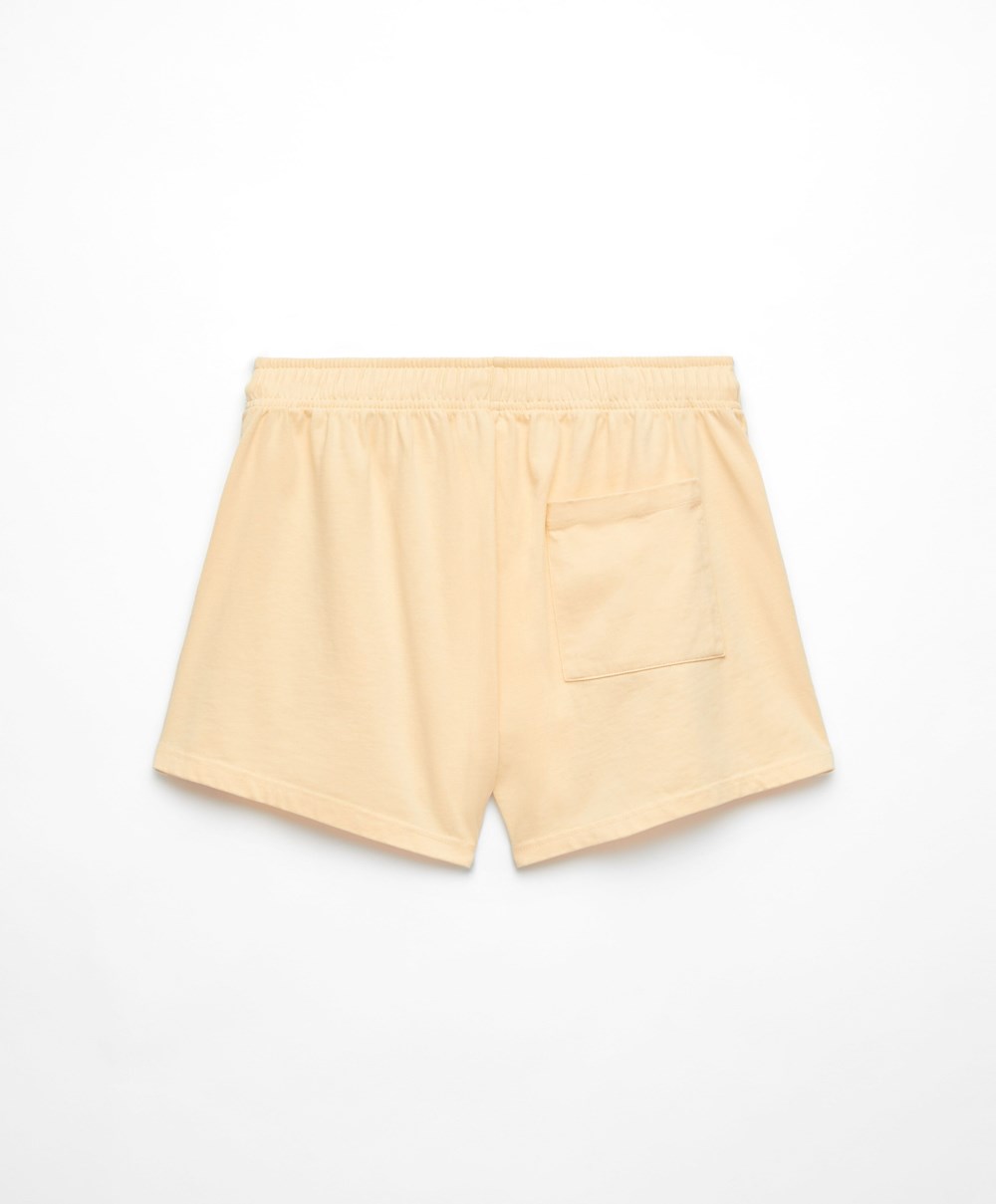 Yellow Oysho Washed 100% Cotton Shorts | KNOM71543