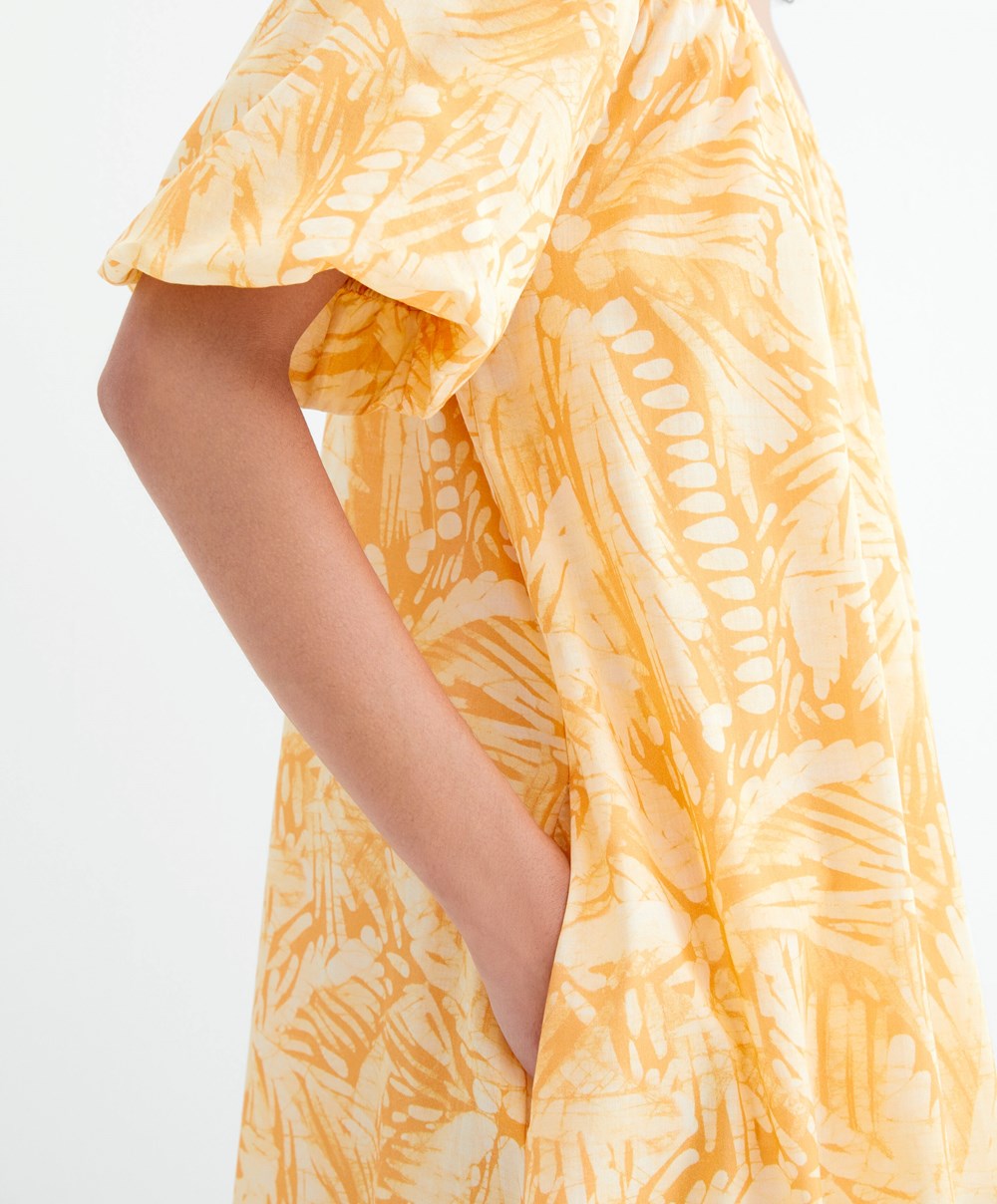 Yolk Yellow Oysho 100% Cotton Off Shoulder Dress | VCJM72846