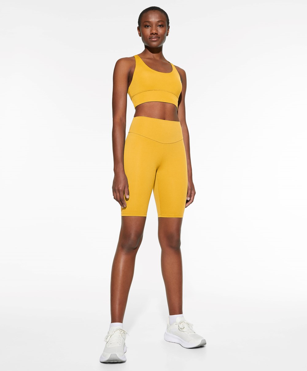 Yolk Yellow Oysho Comfortlux High-rise 25cm Cycle Leggings | FRIO61948