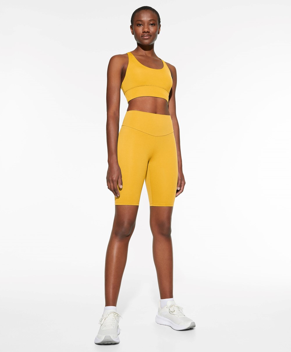 Yolk Yellow Oysho Comfortlux High-rise 25cm Cycle Leggings | OIYA58294