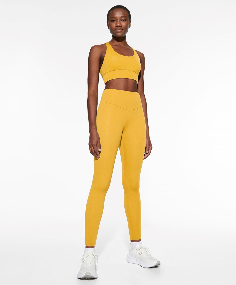 Yolk Yellow Oysho Comfortlux High-rise Ankle-length Leggings | CDGY85724