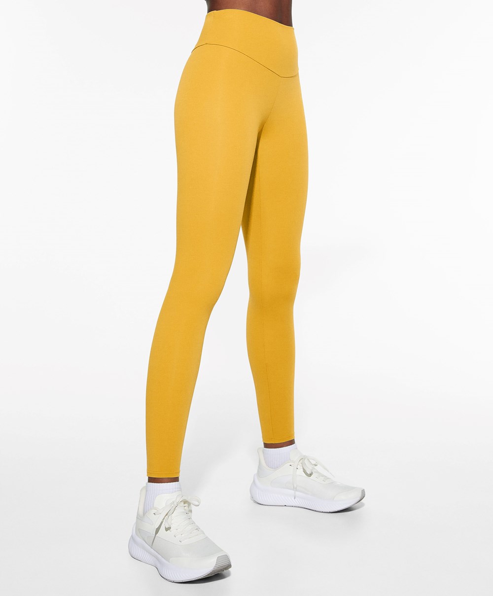 Yolk Yellow Oysho Comfortlux High-rise Ankle-length Leggings | CDGY85724