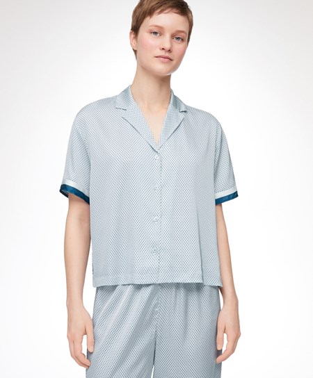 3-043 Oysho Satin Short-sleeved Shirt | JECX13859