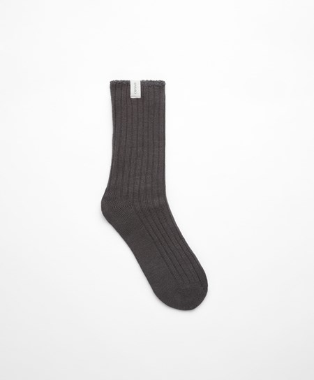 Anthracite Oysho Rib Classic Socks | SNAB92035