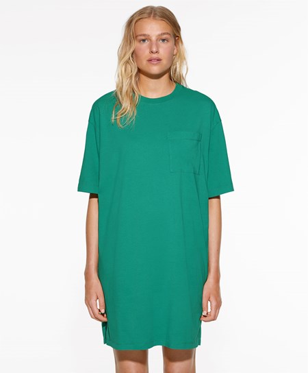 Aqua Green Oysho Washed 100% Cotton Long T-shirt | CAOX46097