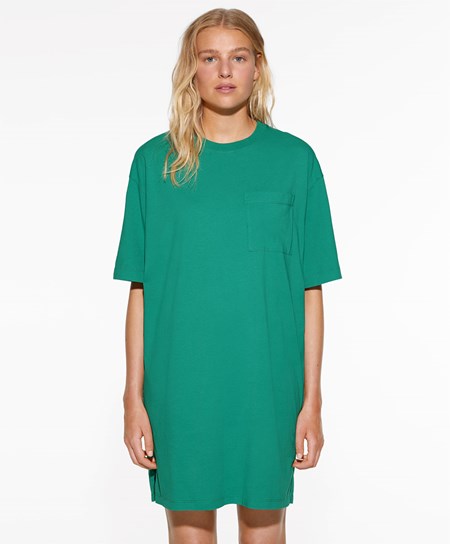 Aqua Green Oysho Washed 100% Cotton Long T-shirt | LGMN82159