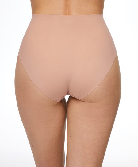 Beige Oysho High-waisted Invisible Laser-cut Briefs | OTBZ89732